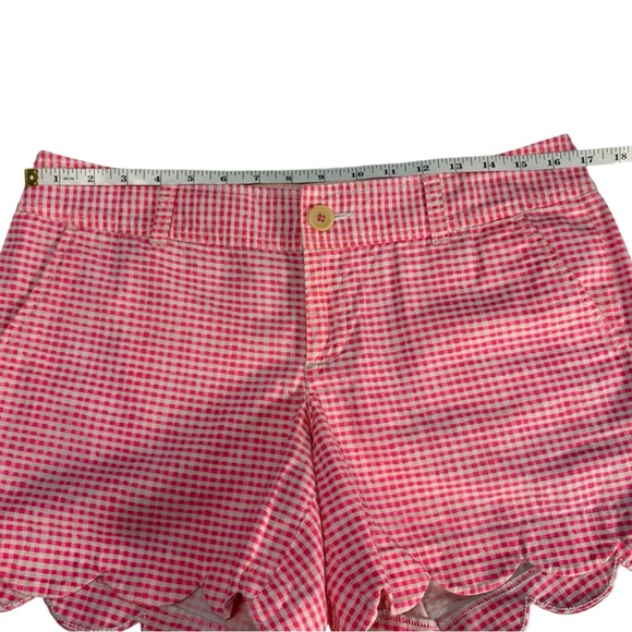 Lilly Pulitzer Buttercup Scallop Shorts Pink Gingham Women’s Size 8 Preppy - Picture 7 of 13